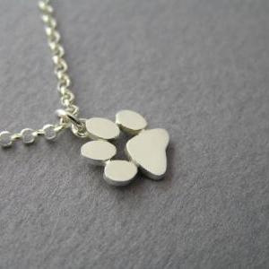 Paw Print Necklace Pendant - Sterling Silver -..