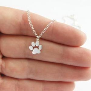 Paw Print Necklace Pendant - Sterling Silver -..