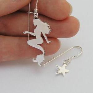 Mermaid And Starfish Dangle Earrings - Mismatched..