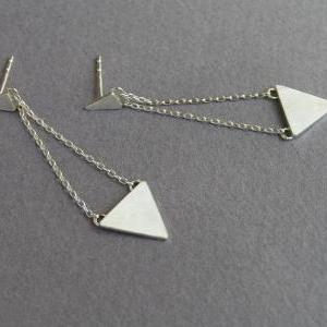 Triangles Dangle Earrings - Geometric Jewelry -..