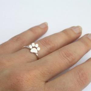 Paw Print Ring - Cat Or Dog Paw Ring - Sterling..