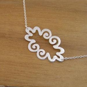 Cloud Necklace Pendant - Sterling Silver - Curvy -..