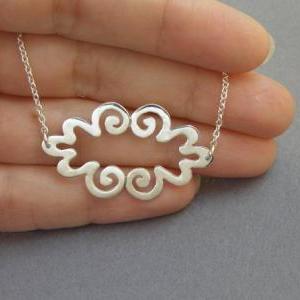 Cloud Necklace Pendant - Sterling Silver - Curvy -..