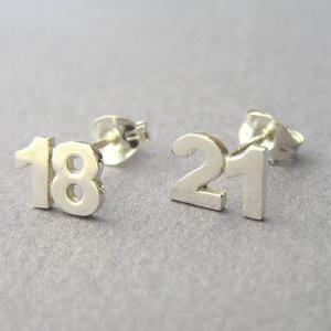 Personalized Numbers Earrings - Two Numbers Studs..