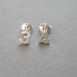 Numbers Earrings - Personalized Jewelry - Sterling..