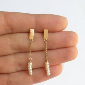 Pearls And 14k Gold Earrings - Dangle Gold..