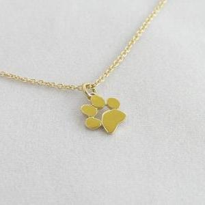 14k Gold Paw Print Necklace Pendant - Solid Gold..