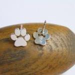Paw Print Studs - Sterling Silver Earrings - Cats..