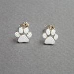 Paw Print Studs - Sterling Silver Earrings - Cats..