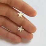 Sterling Silver Starfish Earrings - Hand Cut