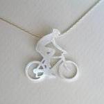 Bicycle Necklace Pendant - Steling Silver -..