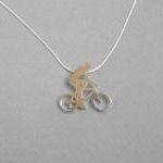 Bicycle Necklace Pendant - Steling Silver -..
