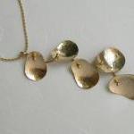 14k Gold Necklace - Leaves Cluster Pendant - Solid..