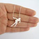 Sterling Silver Necklace, Speed Skater Pendant,..