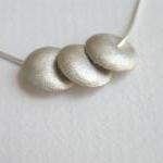Sterling Silver Necklace - Puffy Beads Pendant