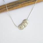 Sterling Silver Necklace - Puffy Beads Pendant