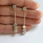 Long Sterling Silver Earrings - Dangle Cubes..