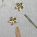 Solid Gold Flower Stud Earrings - Dainty Flower..