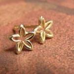 Solid Gold Flower Stud Earrings - Dainty Flower..