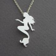 Mermaid necklace Pendant, Sterling Silver Hand cut Silhouette
