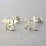 Personalized Numbers Earrings - Two Numbers Studs - Sterling Silver - Personalized Jewelry - Hand Cut