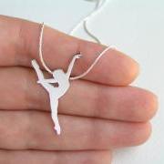Sterling Silver Dancer Necklace Pendant, Ballerina Necklace, Ballet Dancer Silhouette, Ballet Jewelry, Hand Cut