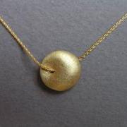 14k Gold Necklace Pendant, Delicate Solid Gold Necklace, Gold Bead Pendant