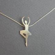 Sterling Silver Ballerina Necklace Pendant, Ballet Dancer, Ballerina Silhouette Pendant, Hand Cut