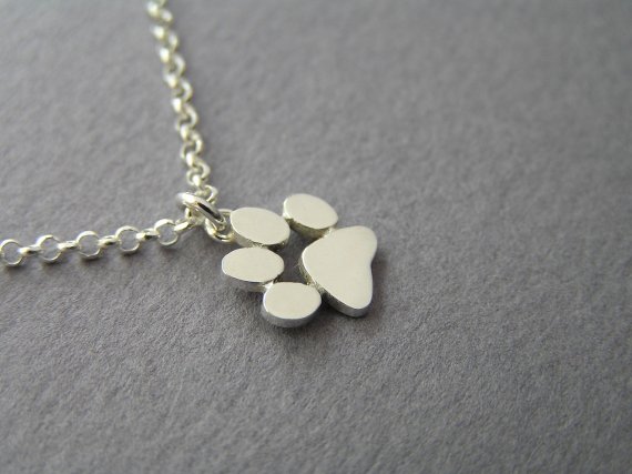 Paw Print Necklace Pendant - Sterling Silver - Cats And Dogs Paw