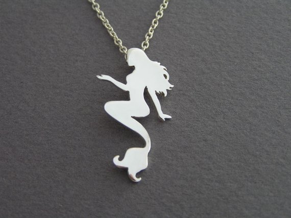 Mermaid Necklace Pendant - Mermaid Jewelry - Sterling Silver Hand Cut Silhouette