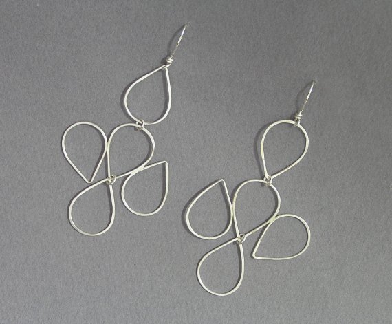 Dangle Drop Earrings - Big And Light Earrings - Sterling Silver Wire