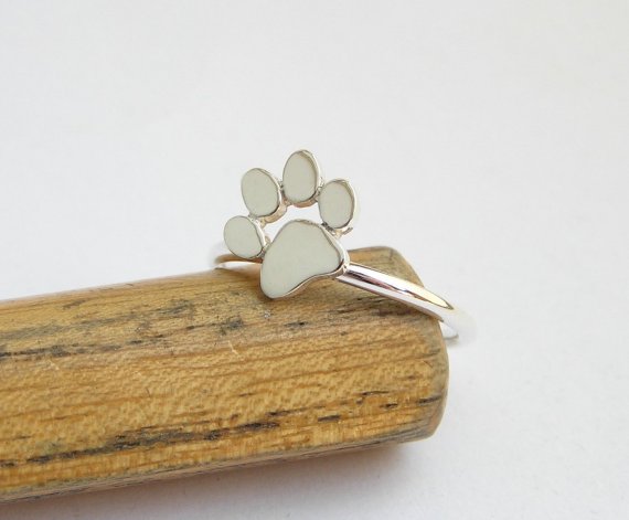 Paw Print Ring - Cat Or Dog Paw Ring - Sterling Silver - Animal Lover Jewelry