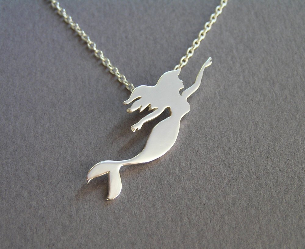 Mermaid Necklace Pendant - Mermaid Jewelry - Nautical Jewelry - Sea Lover Gift - Sterling Silver - Hand Cut