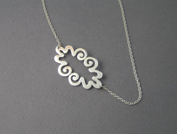 Cloud Necklace Pendant - Sterling Silver - Curvy - Spiral Pendant