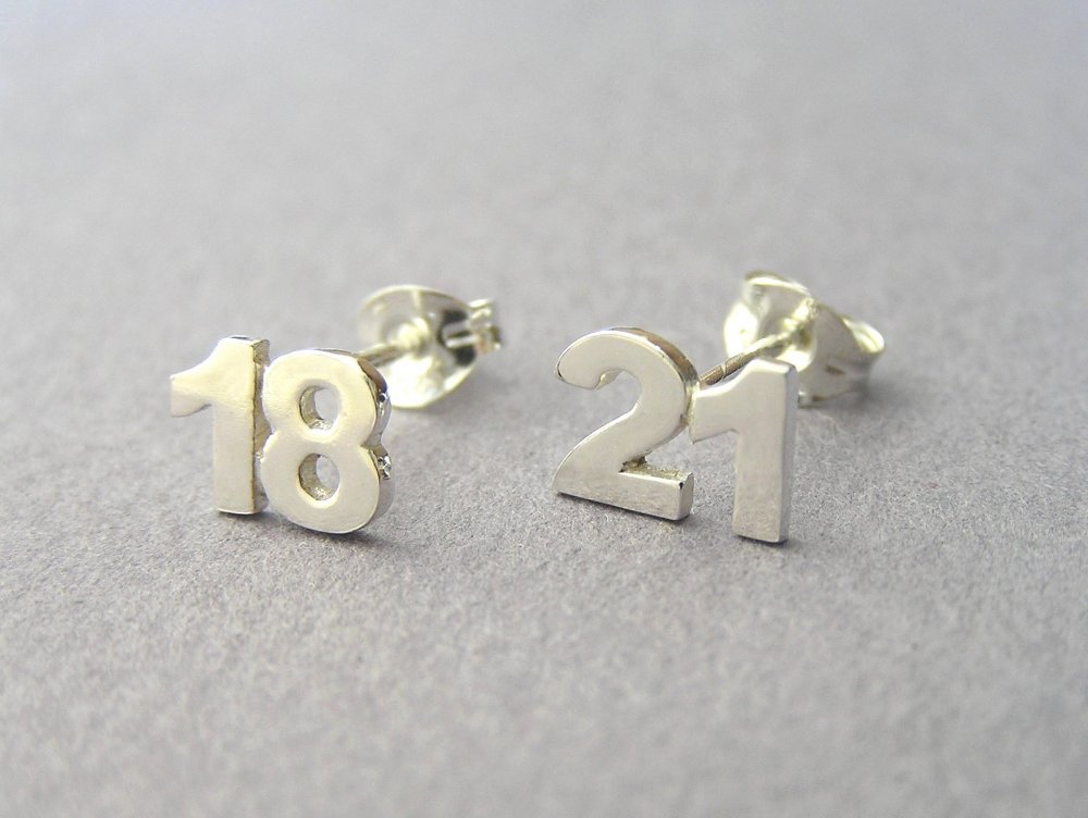 Personalized Numbers Earrings - Two Numbers Studs - Sterling Silver - Personalized Jewelry - Hand Cut