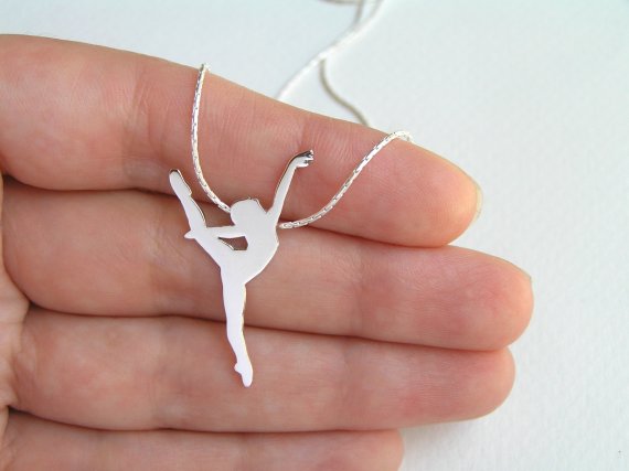 Sterling Silver Dancer Necklace Pendant - Ballerina Necklace - Ballet Dancer Silhouette - Ballet Jewelry - Hand Cut