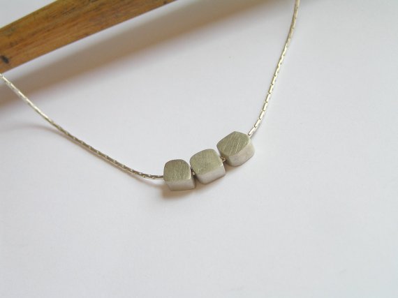 Sterling Silver Necklace With Small Cubes - Delicate Necklace Pendant