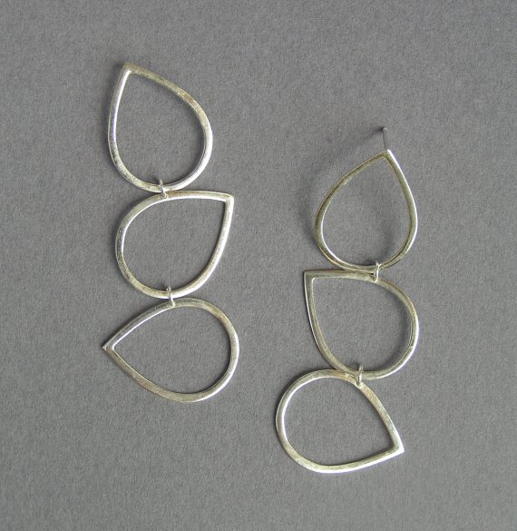 Sterling Silver Dangling Earrings - Long Drops Earrings - Teardrop Jewelry