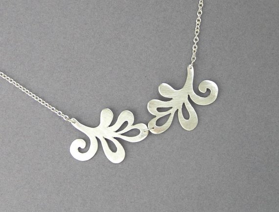 Swirling Leaves Necklace - Sterling Silver Branch Pendant on Luulla