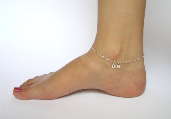 Personalised Initials Chain Anklet In Sterling Silver, Jewelry