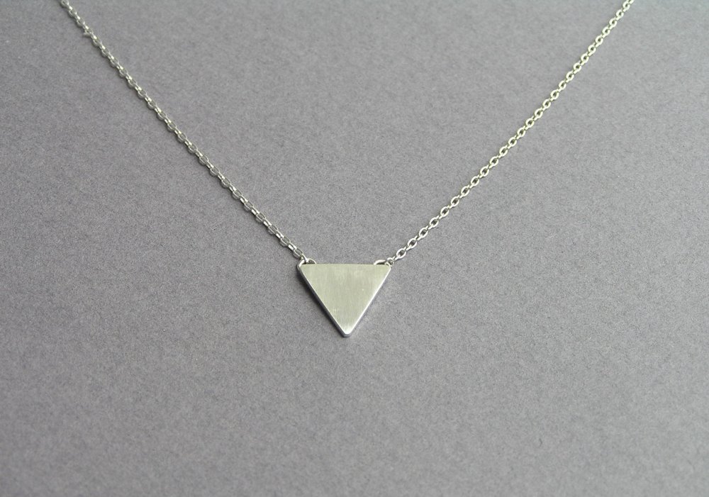 Triangle Necklace Pendant - Geometric Jewelry - Sterling Silver - Small ...